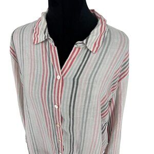 J Jill Love Linen Button Up Top Womens Size 3x Striped Lightweight Oversized